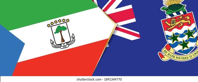 Equatorial Guinea and Cayman Islands flags, two vector flags symbol of relationship or confrontation.