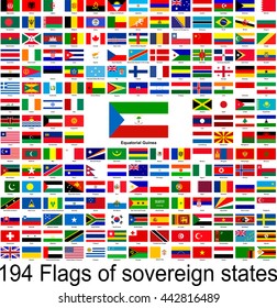 Equatorial Guinea, collection of vector images of flags of the world