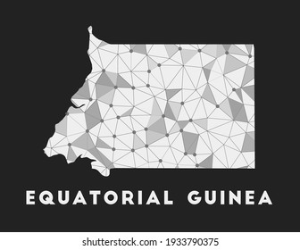Equatorial Guinea - communication network map of country. Equatorial Guinea trendy geometric design on dark background. Technology, internet, network, telecommunication concept. Vector illustration.