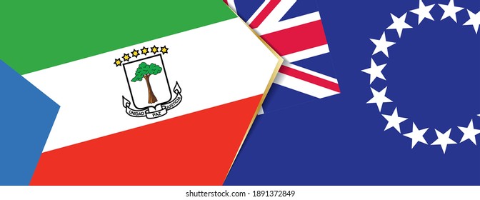 Banderas de Guinea Ecuatorial y las Islas Cook, dos banderas vectoriales símbolo de relación o enfrentamiento.
