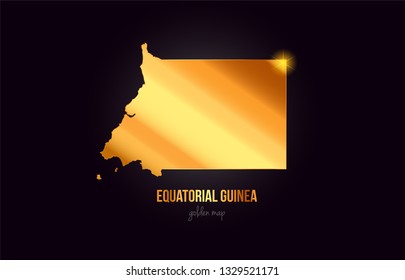 Equatorial Guinea country border map in gold golden metal color design suitable for a logo icon design