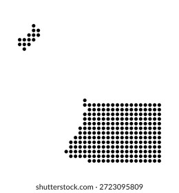 Mapa punteado de Guinea Ecuatorial. Ilustración de píxel de punto negro aislado sobre fondo blanco. Mosaico del círculo de Vector.