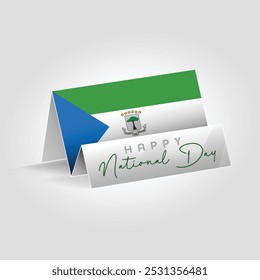 Equatorial Guinea country paper flag standing on the ground. Happy national day flag design.