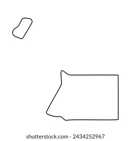 Mapa simplificado de Guinea Ecuatorial. Contorno de contorno fino de contorno negro. Icono de vector simple
