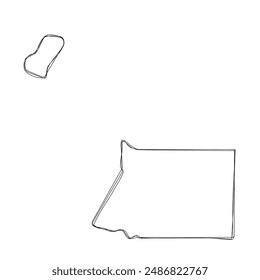 Equatorial Guinea country simplified map.Thin triple pencil sketch outline isolated on white background. Simple vector icon