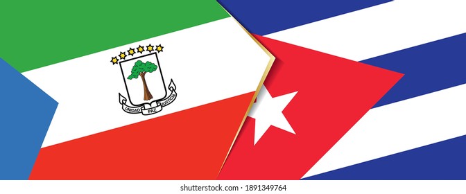 Equatorial Guinea and Cuba flags, two vector flags symbol of relationship or confrontation.