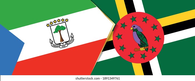 Banderas de Guinea Ecuatorial y Dominica, dos banderas vectoriales símbolo de relación o enfrentamiento.