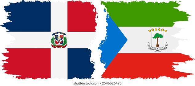 Conexión de banderas grunge de Guinea Ecuatorial y República Dominicana, Vector