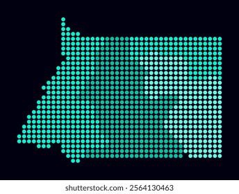 Equatorial Guinea dotted map. Digital style map of the country on dark background. Equatorial Guinea shape with circle dots. Colored dots style. Large size circles. Creative vector illustration.