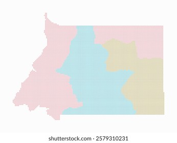 Equatorial Guinea dotted map. Digital style map of the country on white background. Equatorial Guinea shape with square dots. Colored dots style. Small size squares. Artistic vector illustration.