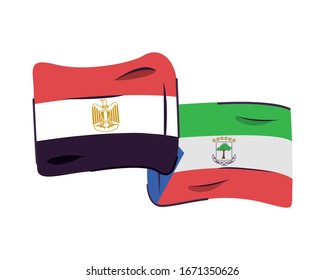 equatorial guinea and egypt flags countries isolated icon vector illustration design