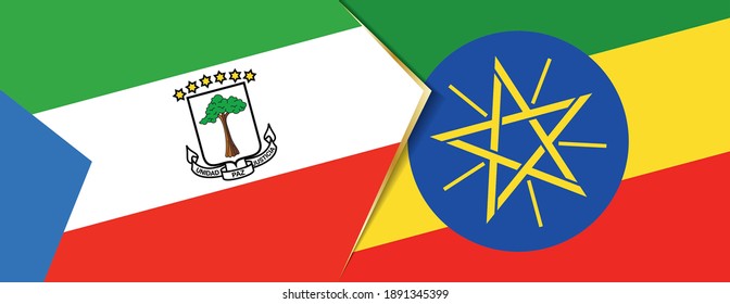 Banderas de Guinea Ecuatorial y Etiopía, dos banderas vectoriales símbolo de relación o enfrentamiento.