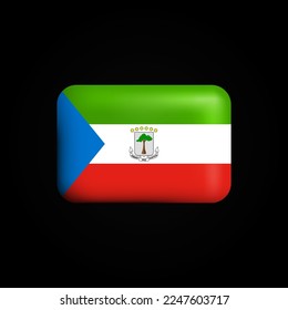 Icono 3D de la bandera de Guinea Ecuatorial. Bandera Nacional de Guinea Ecuatorial. Ilustración del vector