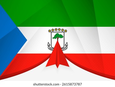 Equatorial Guinea Flag with Abstract Paper Airplane Design, National Flag in a geometric folded paper style. Vector illustration.