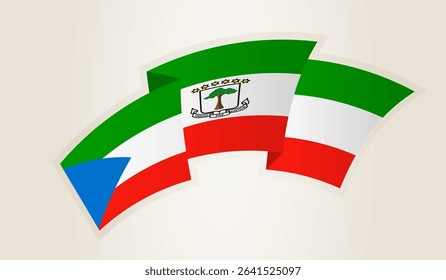 Equatorial Guinea Flag in Abstract Ribbon Shape, National Symbol of the Equatorial Guinea. This vector is ideal for use in national events, Independence Day, international sports competitions.