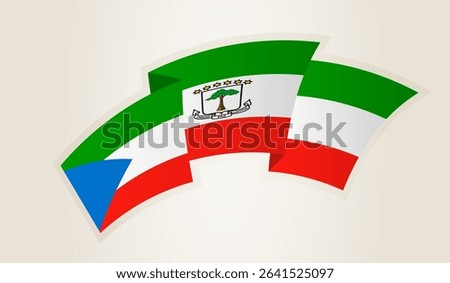 Equatorial Guinea Flag in Abstract Ribbon Shape, National Symbol of the Equatorial Guinea. This vector is ideal for use in national events, Independence Day, international sports competitions.
