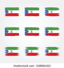 Colección de pinceles de la bandera de Guinea Ecuatorial. Bandera nacional