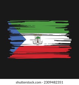 Equatorial Guinea Flag Brush Vector Illustration