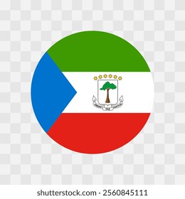 Equatorial Guinea flag - circle vector flag isolated on checkerboard transparent background