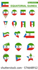 Equatorial Guinea Flag Collection. Big set for design. Vector Illustration.