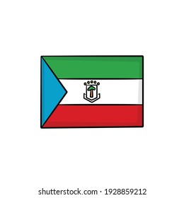 Equatorial Guinea flag in drawing style isolated vector. Hand drawn object illustration for your presentation, teaching materials or others.