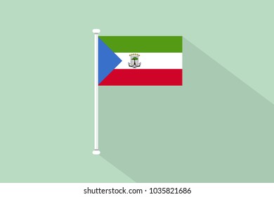 Equatorial guinea Flag with flagpole,vector illustration