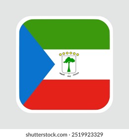 Equatorial Guinea flag, flat vector square with rounded corners and white border. vector illustration
