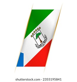 Bandera de Guinea Ecuatorial en forma de pancarta con efecto ondulado y sombra. Diseño vectorial moderno.