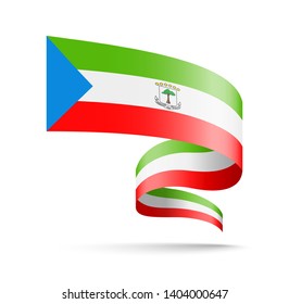 Equatorial Guinea flag in the form of wave ribbon vector illustration on white background.