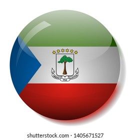 Equatorial Guinea flag glass button vector illustration
