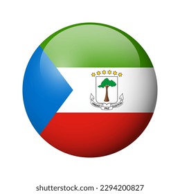 Equatorial Guinea flag - glossy circle badge. Vector icon.