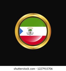 Equatorial Guinea flag Golden button