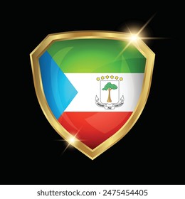 Equatorial Guinea Flag Golden Shield Logo