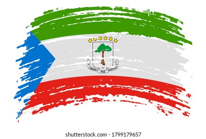 Equatorial Guinea flag in grunge brush stroke, vector image