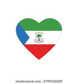 Equatorial Guinea Flag Heart Shape Icon Love Symbol National Country Patriotic Vector Illustration