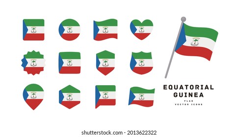 Equatorial guinea flag icon set vector illustration