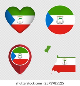 Equatorial Guinea Flag Icons Pack. Vector illustration.