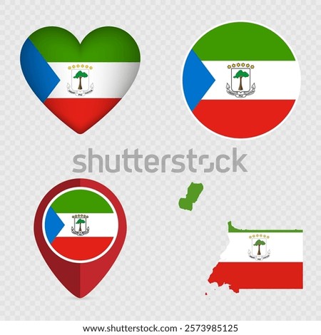 Equatorial Guinea Flag Icons Pack. Vector illustration.