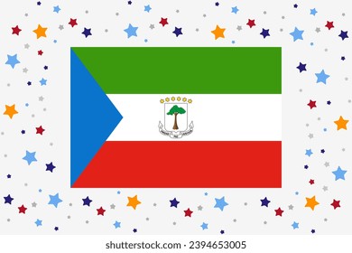 Equatorial Guinea Flag Independence Day Celebration With Stars
