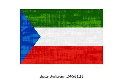 Equatorial Guinea flag isolated on white background. Vector illustration in grunge style.