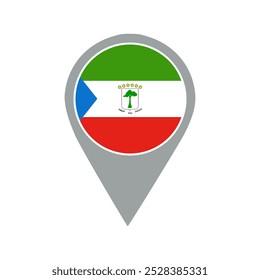 equatorial guinea flag location pin, flag application, Flag on Location Pin, graphic design, map pointer, vector illustration.