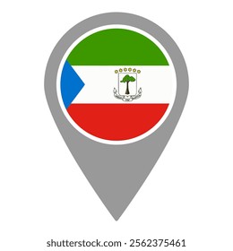 Equatorial Guinea flag location pin, flag application, Flag on Location Pin, graphic design, map pointer, vector illustration.