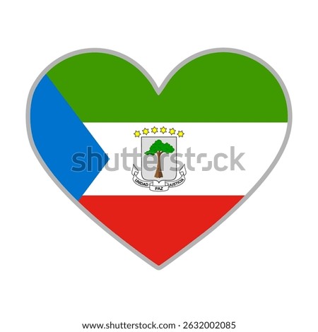 Equatorial Guinea flag. Equatorial Guinea love flag. Equatorial Guinea flag in heart shape. Love symbol. Vector illustration