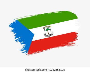 Equatorial Guinea flag made in textured brush stroke. Patriotic country flag on white background