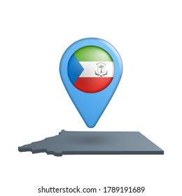 Equatorial Guinea flag map pin on white