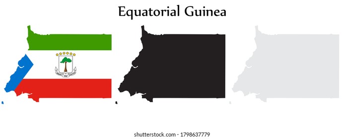 Equatorial Guinea flag and map shape black and gray color. EPS.file.