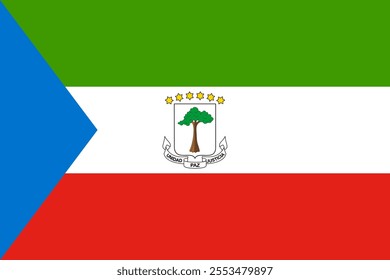 Equatorial Guinea flag in official colors, dimensions and aspect ratio. Vector flag symbolizing national pride, identity, heritage, patriotism and authority