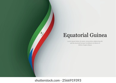 Equatorial Guinea flag on Waving ribbon. Template for independence day