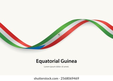 Equatorial Guinea flag on Waving ribbon. Template for independence day