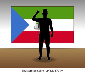 Textura de papel de la bandera de Guinea Ecuatorial, elemento de una sola pieza, diseño de Vector, bandera de Guinea Ecuatorial pegada en la pared, decoración o idea de celebración